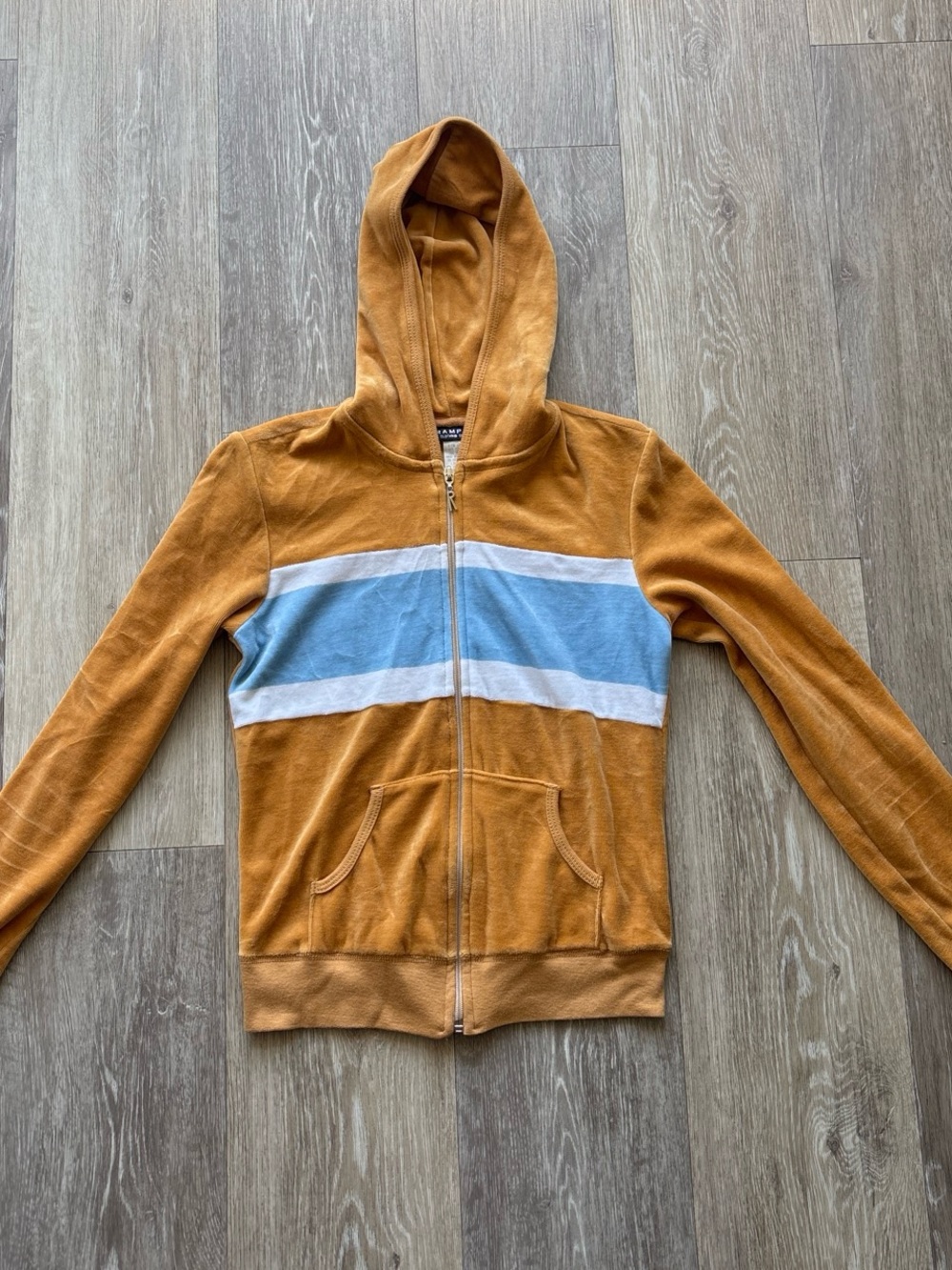 Vintage 90s Y2K Rampage Color Block Striped Velour Hoodie Track Jacket Size S